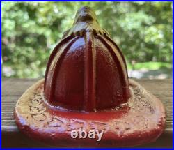 TEXACO FIRE CHIEF Cast Iron Helmet Red Hat Paperweight Doorstop