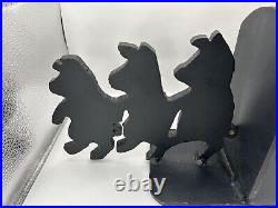 Three Little Pigs, Black Cast-Iron Doorstops Or Bookends, 12x5x7, 8.6lbs Each