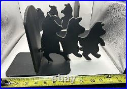 Three Little Pigs, Black Cast-Iron Doorstops Or Bookends, 12x5x7, 8.6lbs Each