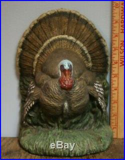 Turkey Cast Iron Door Stop Painted Old Antique Bird Thanksgiving Decor 10 8#+