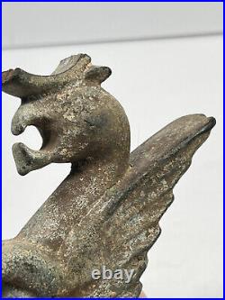 UNUSUAL Antique Cast Iron Griffin Gargoyle occult handle LOOK