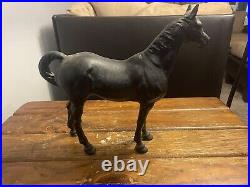 Unique Antique Cast Iron Hubley Black Show Horse Metal Doorstop 1920's Heavy