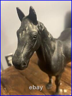 Unique Antique Cast Iron Hubley Black Show Horse Metal Doorstop 1920's Heavy