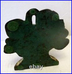 Unusual Antique CAST IRON DOORSTOP POPPY FLOWERS ROSES Hubley Era