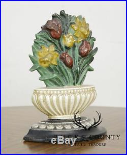 Unusual Flower Basket Cast Iron Door Stop. Tulips & Daffodils