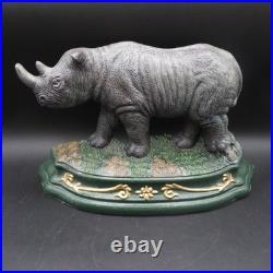 VERY RARE Antique Hubley Rhinoceros Rhino Painted Cast Iron Doorstop Statue VG