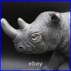 VERY RARE Antique Hubley Rhinoceros Rhino Painted Cast Iron Doorstop Statue VG