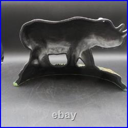 VERY RARE Antique Hubley Rhinoceros Rhino Painted Cast Iron Doorstop Statue VG