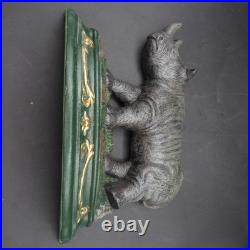 VERY RARE Antique Hubley Rhinoceros Rhino Painted Cast Iron Doorstop Statue VG