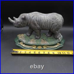 VERY RARE Antique Hubley Rhinoceros Rhino Painted Cast Iron Doorstop Statue VG
