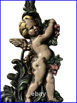 VINTAGE 1950's HEAVY CAST IRON CHERUB/CUPID DOOR STOP ANTIQUE PUTTI 16 TALL