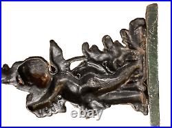 VINTAGE 1950's HEAVY CAST IRON CHERUB/CUPID DOOR STOP ANTIQUE PUTTI 16 TALL