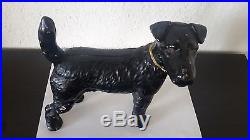 VINTAGE CAST IRON METAL BLACK AIREDALE TERRIER DOG DOORSTOP Art Deco HUBLEY