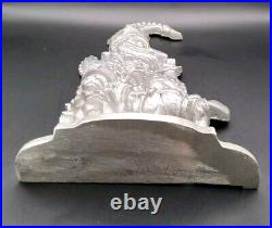 VINTAGE CAST IRON PUNCH DOORSTOP COURT JESTER With DOG IN SILVER FINISH