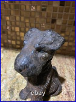 VINTAGE HUBLEY CAST IRON WIRE HAIR FOX TERRIER DOG 5 DOORSTOP 19th Century