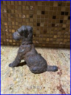 VINTAGE HUBLEY CAST IRON WIRE HAIR FOX TERRIER DOG 5 DOORSTOP 19th Century