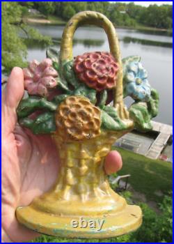 VINTAGE ORIGINAL 1880 1920's HUBLEY FLOWER BOUQUET DOORSTOP CAST IRON VINTAGE ORIGINAL 1880 1920's HUBLEY FLOWER BOUQUET DOORSTOP CAST IRON