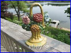 VINTAGE ORIGINAL 1880 1920's HUBLEY FLOWER BOUQUET DOORSTOP CAST IRON VINTAGE ORIGINAL 1880 1920's HUBLEY FLOWER BOUQUET DOORSTOP CAST IRON