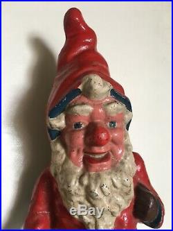VTG 13 SANTA CLAUS Elf Cast Iron DOORSTOP Christmas Decoration Gnome RARE FIND