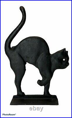 VTG BLACK CAT CastIron Doorstop Silhouette Antique primitive heavy RARE EMIG 86