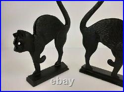 VTG BLACK CAT Cast Iron Doorstops 2 Silhouette Antique primitive heavy RARE door