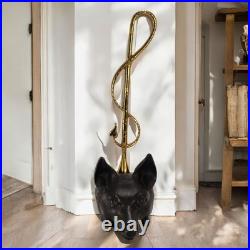 VTG Cast Iron Fox Head Doorstop Brass Riding Crop Whip Equestrian Hunt 15.5 VTG Cast Iron Fox Head Doorstop Brass Riding Crop Whip Equestrian Hunt 15.5