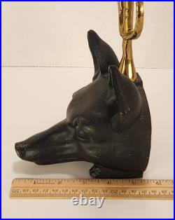 VTG Cast Iron Fox Head Doorstop Brass Riding Crop Whip Equestrian Hunt 15.5 VTG Cast Iron Fox Head Doorstop Brass Riding Crop Whip Equestrian Hunt 15.5