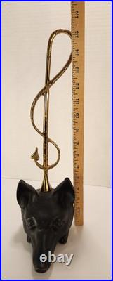 VTG Cast Iron Fox Head Doorstop Brass Riding Crop Whip Equestrian Hunt 15.5 VTG Cast Iron Fox Head Doorstop Brass Riding Crop Whip Equestrian Hunt 15.5