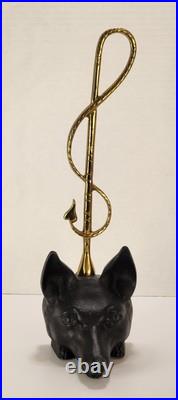 VTG Cast Iron Fox Head Doorstop Brass Riding Crop Whip Equestrian Hunt 15.5 VTG Cast Iron Fox Head Doorstop Brass Riding Crop Whip Equestrian Hunt 15.5