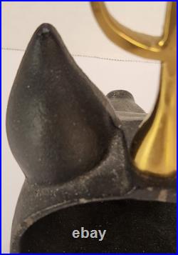 VTG Cast Iron Fox Head Doorstop Brass Riding Crop Whip Equestrian Hunt 15.5 VTG Cast Iron Fox Head Doorstop Brass Riding Crop Whip Equestrian Hunt 15.5