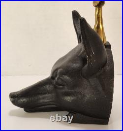 VTG Cast Iron Fox Head Doorstop Brass Riding Crop Whip Equestrian Hunt 15.5 VTG Cast Iron Fox Head Doorstop Brass Riding Crop Whip Equestrian Hunt 15.5