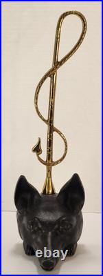 VTG Cast Iron Fox Head Doorstop Brass Riding Crop Whip Equestrian Hunt 15.5 VTG Cast Iron Fox Head Doorstop Brass Riding Crop Whip Equestrian Hunt 15.5