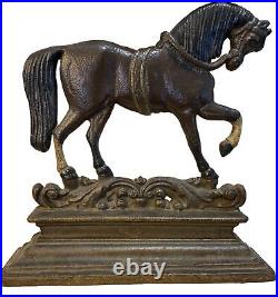 VTG Cast Iron Horse Bridle Doorstop Decor Mantle Pedestal No. 3