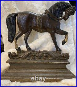 VTG Cast Iron Horse Bridle Doorstop Decor Mantle Pedestal No. 3