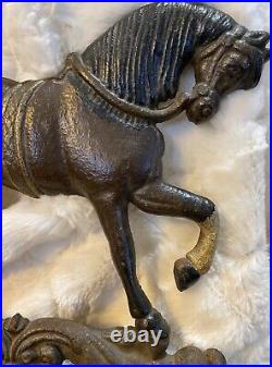 VTG Cast Iron Horse Bridle Doorstop Decor Mantle Pedestal No. 3