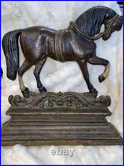 VTG Cast Iron Horse Bridle Doorstop Decor Mantle Pedestal No. 3