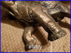 VTG LARGE Brass Bronze Figural African/Indian Elephant Statue Celluloid Tusks