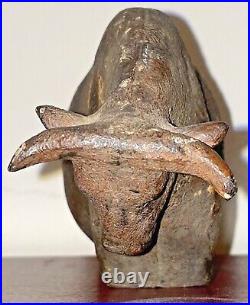 Very Old Rare Antique Cast Iron Bull Cow Doorstop Marked Japan