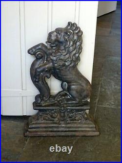 Victorian cast iron doorstop, heraldic rampant lion, possibly St Blazey Foundry