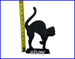 Vintage 11.25 Black Cat Cast Iron Door Stop Vtg USA