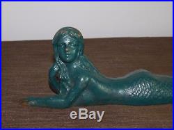 Vintage 17 Long Cast Iron Mermaid Door Stop Or Garden Figure Statue