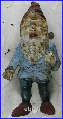 Vintage 1930's Cast Iron Hubley Gnome Doorstop About 11 tall