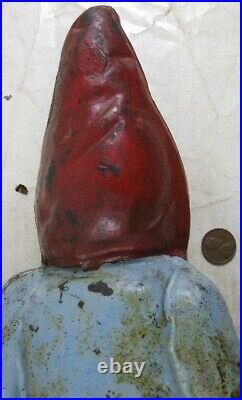 Vintage 1930's Cast Iron Hubley Gnome Doorstop About 11 tall
