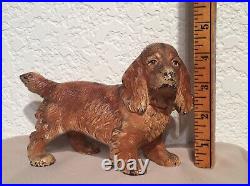 Vintage 1930s HUBLEY Cast Iron Cocker Spaniel Dog Bookend #427