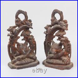 Vintage 1949 Cast Iron Fox Hunting Motif Door Stops Union Manufacturing Co