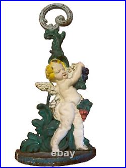 Vintage 1950s Large Heavy Angel Cherub Door Stop CAST IRON Door Holder 15inch Vintage 1950s Large Heavy Angel Cherub Door Stop CAST IRON Door Holder 15inch