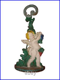 Vintage 1950s Large Heavy Angel Cherub Door Stop CAST IRON Door Holder 15inch Vintage 1950s Large Heavy Angel Cherub Door Stop CAST IRON Door Holder 15inch