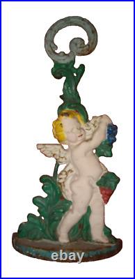 Vintage 1950s Large Heavy Angel Cherub Door Stop CAST IRON Door Holder 15inch Vintage 1950s Large Heavy Angel Cherub Door Stop CAST IRON Door Holder 15inch