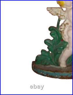 Vintage 1950s Large Heavy Angel Cherub Door Stop CAST IRON Door Holder 15inch Vintage 1950s Large Heavy Angel Cherub Door Stop CAST IRON Door Holder 15inch