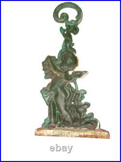 Vintage 1950s Large Heavy Angel Cherub Door Stop CAST IRON Door Holder 15inch Vintage 1950s Large Heavy Angel Cherub Door Stop CAST IRON Door Holder 15inch